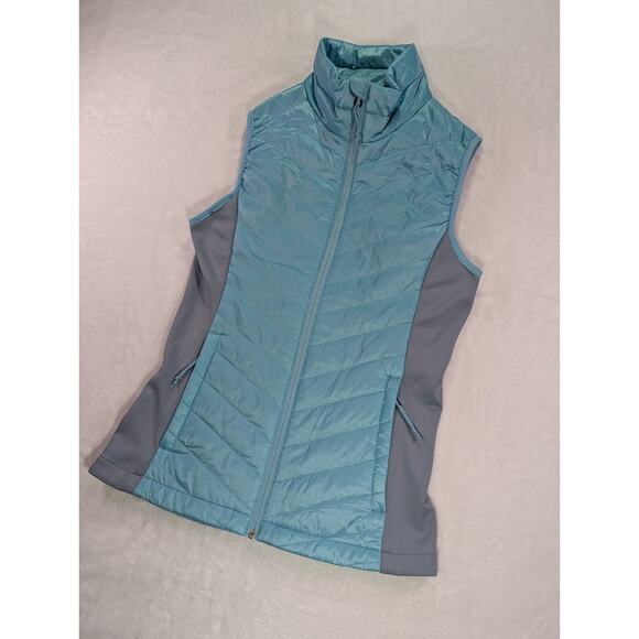 Columbia Omni-Heat Puffer Vest Size XS Teal & Gray Full Zip w/Zipper Pockets - Picture 4 of 13